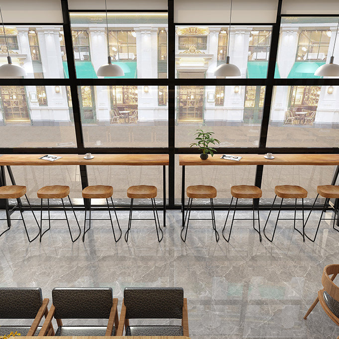 Light Brown Modern Style Bar Table in Solid Wood and Iron Cafe Bar Table, Only Table Clearhalo 'Bar Furniture' 'Bar Tables' 'bar_tables' 'furn' 'furn_bar_tables' 'Furniture' 'furniture_bar_tables' 'Kitchen & Dining Furniture' 4430906