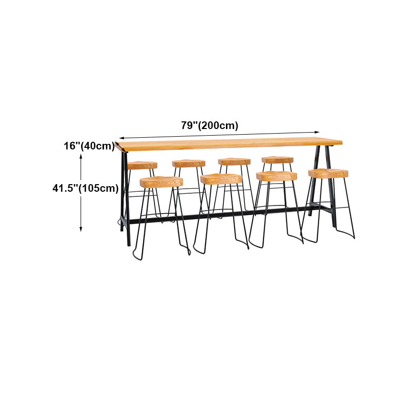 Light Brown Modern Style Bar Table in Solid Wood and Iron Cafe Bar Table, Only Table Clearhalo 'Bar Furniture' 'Bar Tables' 'bar_tables' 'furn' 'furn_bar_tables' 'Furniture' 'furniture_bar_tables' 'Kitchen & Dining Furniture' 4430909