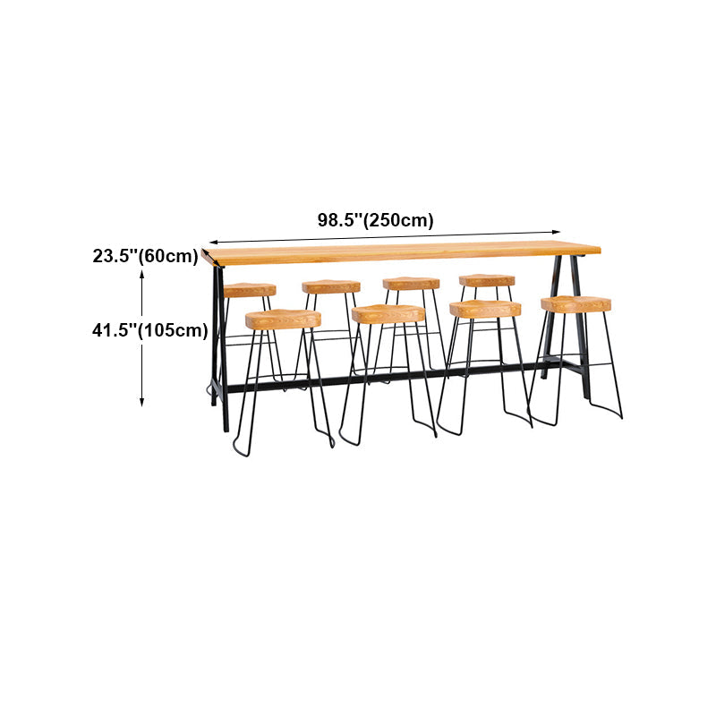 Light Brown Modern Style Bar Table in Solid Wood and Iron Cafe Bar Table, Only Table Clearhalo 'Bar Furniture' 'Bar Tables' 'bar_tables' 'furn' 'furn_bar_tables' 'Furniture' 'furniture_bar_tables' 'Kitchen & Dining Furniture' 4430911