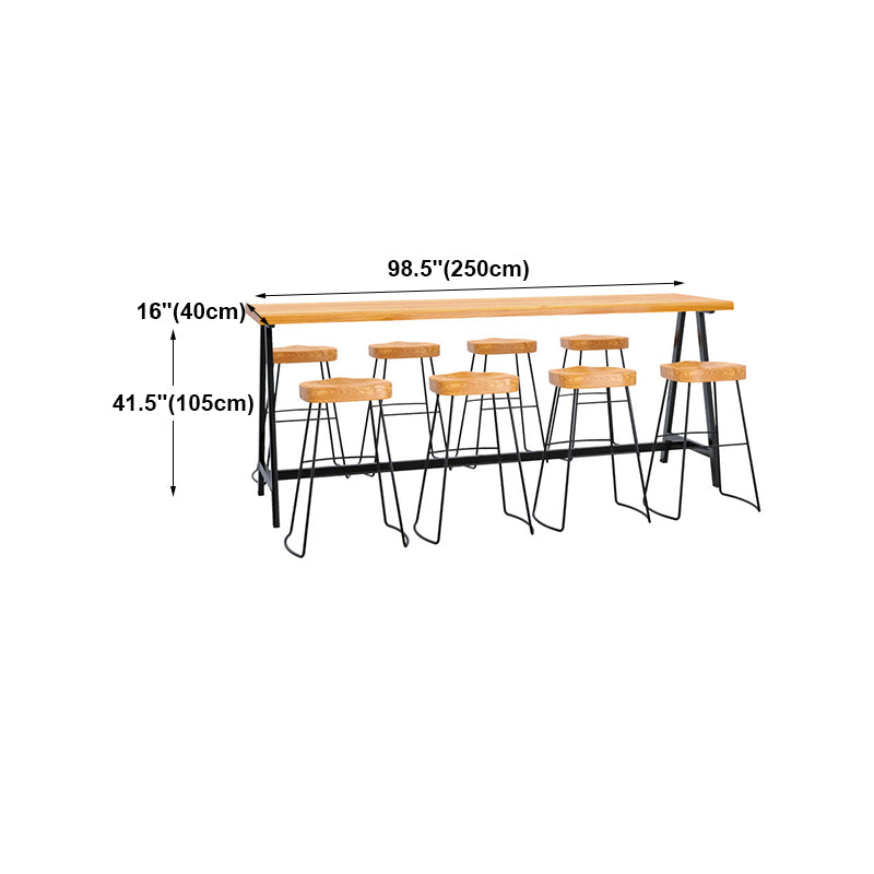 Light Brown Modern Style Bar Table in Solid Wood and Iron Cafe Bar Table, Only Table Clearhalo 'Bar Furniture' 'Bar Tables' 'bar_tables' 'furn' 'furn_bar_tables' 'Furniture' 'furniture_bar_tables' 'Kitchen & Dining Furniture' 4430914