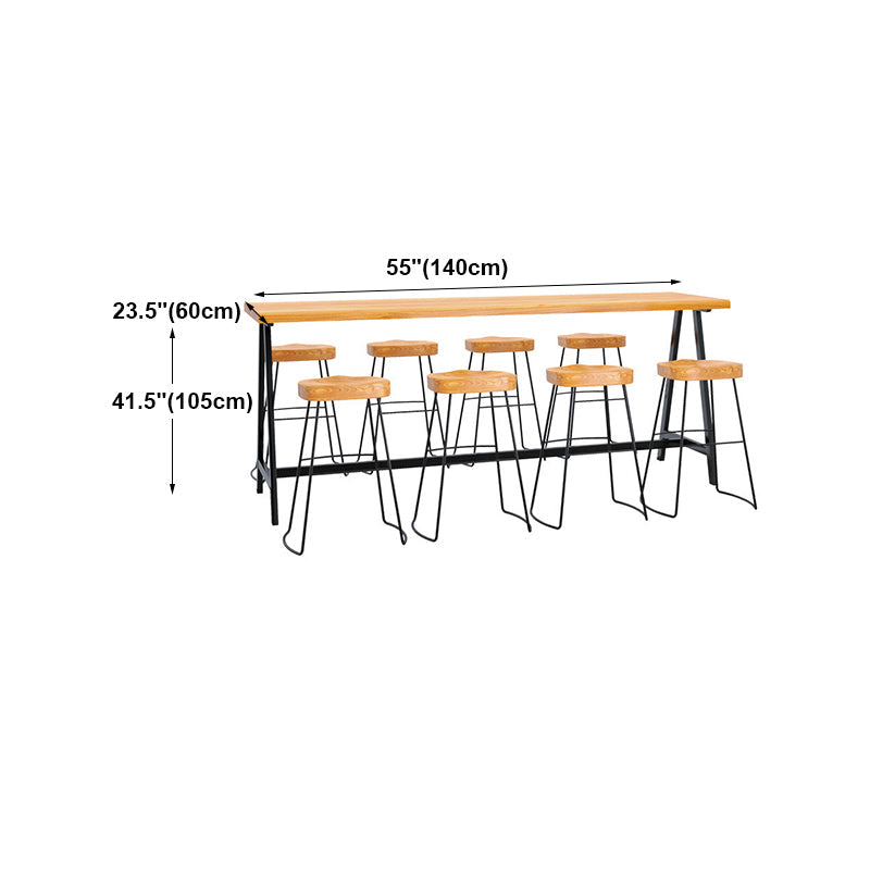 Light Brown Modern Style Bar Table in Solid Wood and Iron Cafe Bar Table, Only Table Clearhalo 'Bar Furniture' 'Bar Tables' 'bar_tables' 'furn' 'furn_bar_tables' 'Furniture' 'furniture_bar_tables' 'Kitchen & Dining Furniture' 4430915