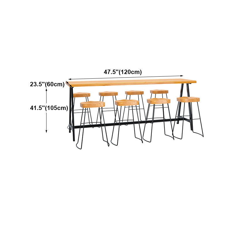 Light Brown Modern Style Bar Table in Solid Wood and Iron Cafe Bar Table, Only Table Clearhalo 'Bar Furniture' 'Bar Tables' 'bar_tables' 'furn' 'furn_bar_tables' 'Furniture' 'furniture_bar_tables' 'Kitchen & Dining Furniture' 4430920