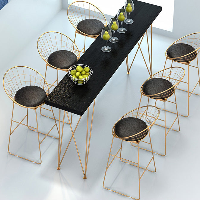 Gold Glam Style Bar Table in Iron Top and Faux Marble Milk Tea Shop Bar Table, Only Table Black Without Chairs Clearhalo 'Bar Furniture' 'Bar Tables' 'bar_tables' 'furn' 'furn_bar_tables' 'Furniture' 'furniture_bar_tables' 'Kitchen & Dining Furniture' 4430929
