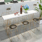 Gold Glam Style Bar Table in Iron Top and Faux Marble Milk Tea Shop Bar Table, Only Table 63"L x 15.7"W x 41.3"H White Without Chairs Clearhalo 'Bar Furniture' 'Bar Tables' 'bar_tables' 'furn' 'furn_bar_tables' 'Furniture' 'furniture_bar_tables' 'Kitchen & Dining Furniture' 4430930