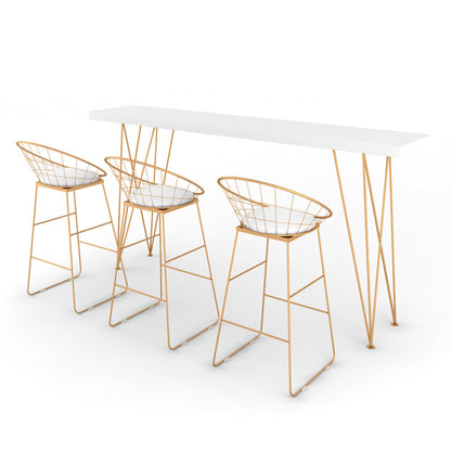 Gold Glam Style Bar Table in Iron Top and Faux Marble Milk Tea Shop Bar Table, Only Table White Without Chairs Clearhalo 'Bar Furniture' 'Bar Tables' 'bar_tables' 'furn' 'furn_bar_tables' 'Furniture' 'furniture_bar_tables' 'Kitchen & Dining Furniture' 4430932
