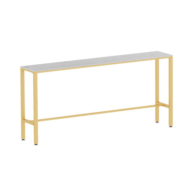 White Glam Style Bar Table in Metal and Faux Marble Bar Table for Dining Room Without Chairs Clearhalo 'Bar Furniture' 'Bar Tables' 'bar_tables' 'furn' 'furn_bar_tables' 'Furniture' 'furniture_bar_tables' 'Kitchen & Dining Furniture' 4430943