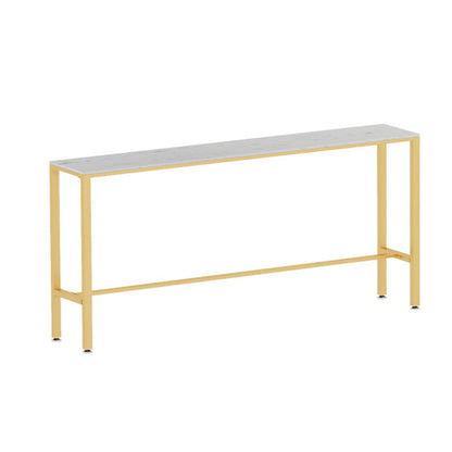 White Glam Style Bar Table in Metal and Faux Marble Bar Table for Dining Room Without Chairs Clearhalo 'Bar Furniture' 'Bar Tables' 'bar_tables' 'furn' 'furn_bar_tables' 'Furniture' 'furniture_bar_tables' 'Kitchen & Dining Furniture' 4430943