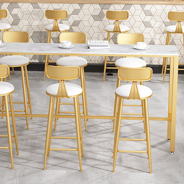 White Glam Style Bar Table in Metal and Faux Marble Bar Table for Dining Room Clearhalo 'Bar Furniture' 'Bar Tables' 'bar_tables' 'furn' 'furn_bar_tables' 'Furniture' 'furniture_bar_tables' 'Kitchen & Dining Furniture' 4430944