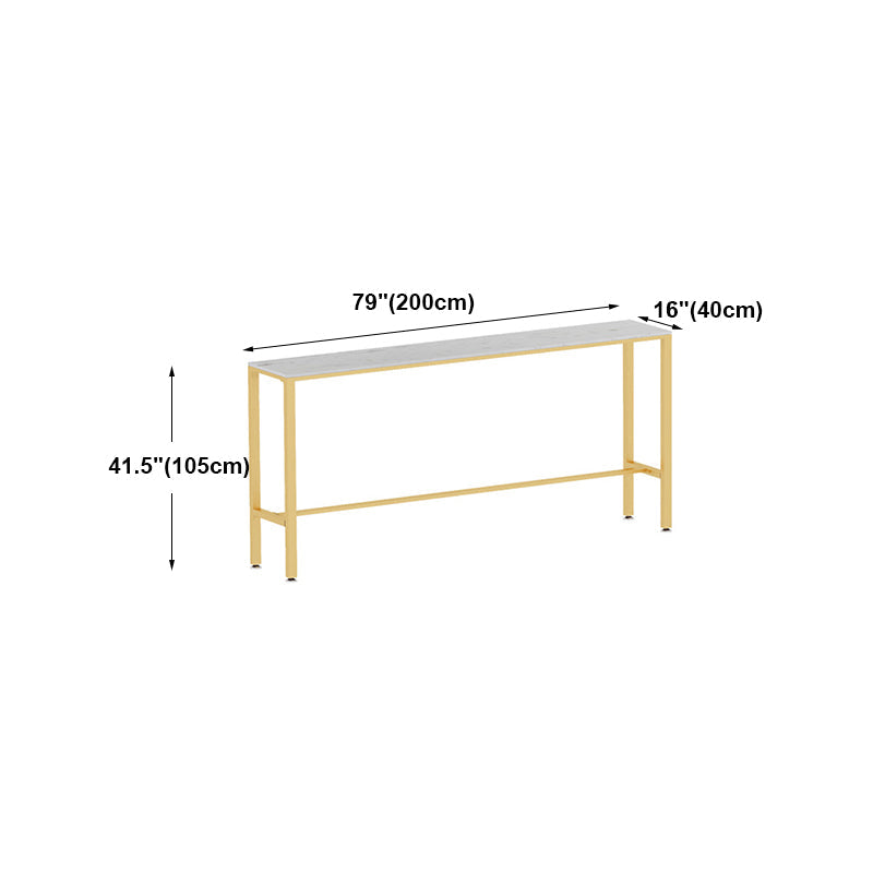 White Glam Style Bar Table in Metal and Faux Marble Bar Table for Dining Room Clearhalo 'Bar Furniture' 'Bar Tables' 'bar_tables' 'furn' 'furn_bar_tables' 'Furniture' 'furniture_bar_tables' 'Kitchen & Dining Furniture' 4430949