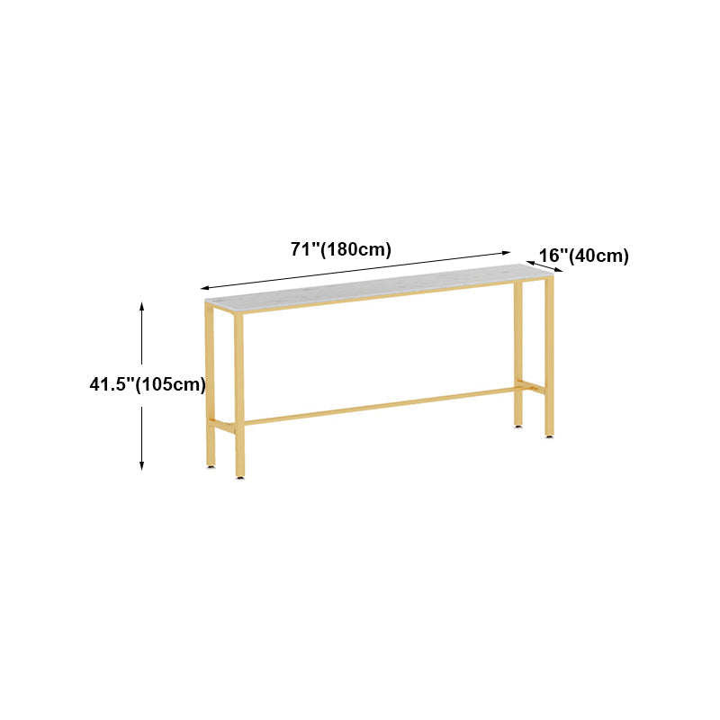 White Glam Style Bar Table in Metal and Faux Marble Bar Table for Dining Room Clearhalo 'Bar Furniture' 'Bar Tables' 'bar_tables' 'furn' 'furn_bar_tables' 'Furniture' 'furniture_bar_tables' 'Kitchen & Dining Furniture' 4430953