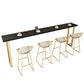 Black Glam Style Bar Table Rectangular Metal Bar Table with Gold Base 55.1"L x 15.7"W x 41.3"H Without Chairs Clearhalo 'Bar Furniture' 'Bar Tables' 'bar_tables' 'furn' 'furn_bar_tables' 'Furniture' 'furniture_bar_tables' 'Kitchen & Dining Furniture' 4430975