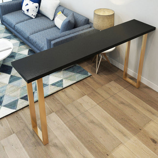 Black Glam Style Bar Table Rectangular Metal Bar Table with Gold Base Clearhalo 'Bar Furniture' 'Bar Tables' 'bar_tables' 'furn' 'furn_bar_tables' 'Furniture' 'furniture_bar_tables' 'Kitchen & Dining Furniture' 4430977