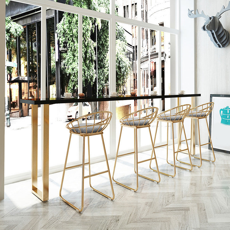 Black Glam Style Bar Table Rectangular Metal Bar Table with Gold Base Clearhalo 'Bar Furniture' 'Bar Tables' 'bar_tables' 'furn' 'furn_bar_tables' 'Furniture' 'furniture_bar_tables' 'Kitchen & Dining Furniture' 4430979