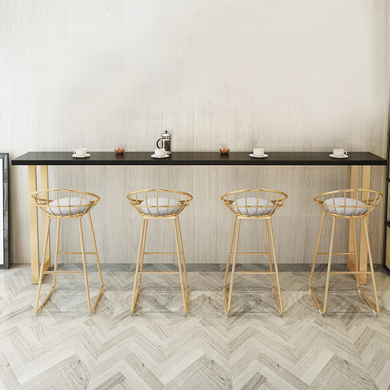 Black Glam Style Bar Table Rectangular Metal Bar Table with Gold Base Clearhalo 'Bar Furniture' 'Bar Tables' 'bar_tables' 'furn' 'furn_bar_tables' 'Furniture' 'furniture_bar_tables' 'Kitchen & Dining Furniture' 4430980