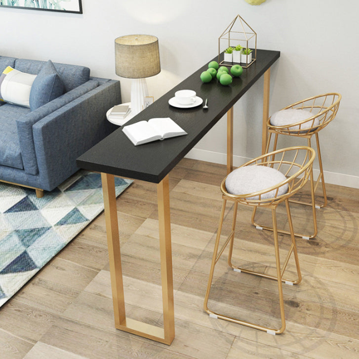 Black Glam Style Bar Table Rectangular Metal Bar Table with Gold Base Clearhalo 'Bar Furniture' 'Bar Tables' 'bar_tables' 'furn' 'furn_bar_tables' 'Furniture' 'furniture_bar_tables' 'Kitchen & Dining Furniture' 4430982
