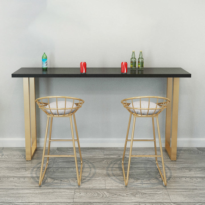 Black Glam Style Bar Table Rectangular Metal Bar Table with Gold Base Clearhalo 'Bar Furniture' 'Bar Tables' 'bar_tables' 'furn' 'furn_bar_tables' 'Furniture' 'furniture_bar_tables' 'Kitchen & Dining Furniture' 4430983