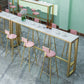 White Glam Style Bar Table in Faux Marble and Metal Living Room Simple Bar Table 86.6"L x 15.7"W x 41.3"H Without Chairs Clearhalo 'Bar Furniture' 'Bar Tables' 'bar_tables' 'furn' 'furn_bar_tables' 'Furniture' 'furniture_bar_tables' 'Kitchen & Dining Furniture' 4430989