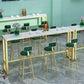 White Glam Style Bar Table in Faux Marble and Metal Living Room Simple Bar Table 63"L x 15.7"W x 41.3"H Without Chairs Clearhalo 'Bar Furniture' 'Bar Tables' 'bar_tables' 'furn' 'furn_bar_tables' 'Furniture' 'furniture_bar_tables' 'Kitchen & Dining Furniture' 4430992