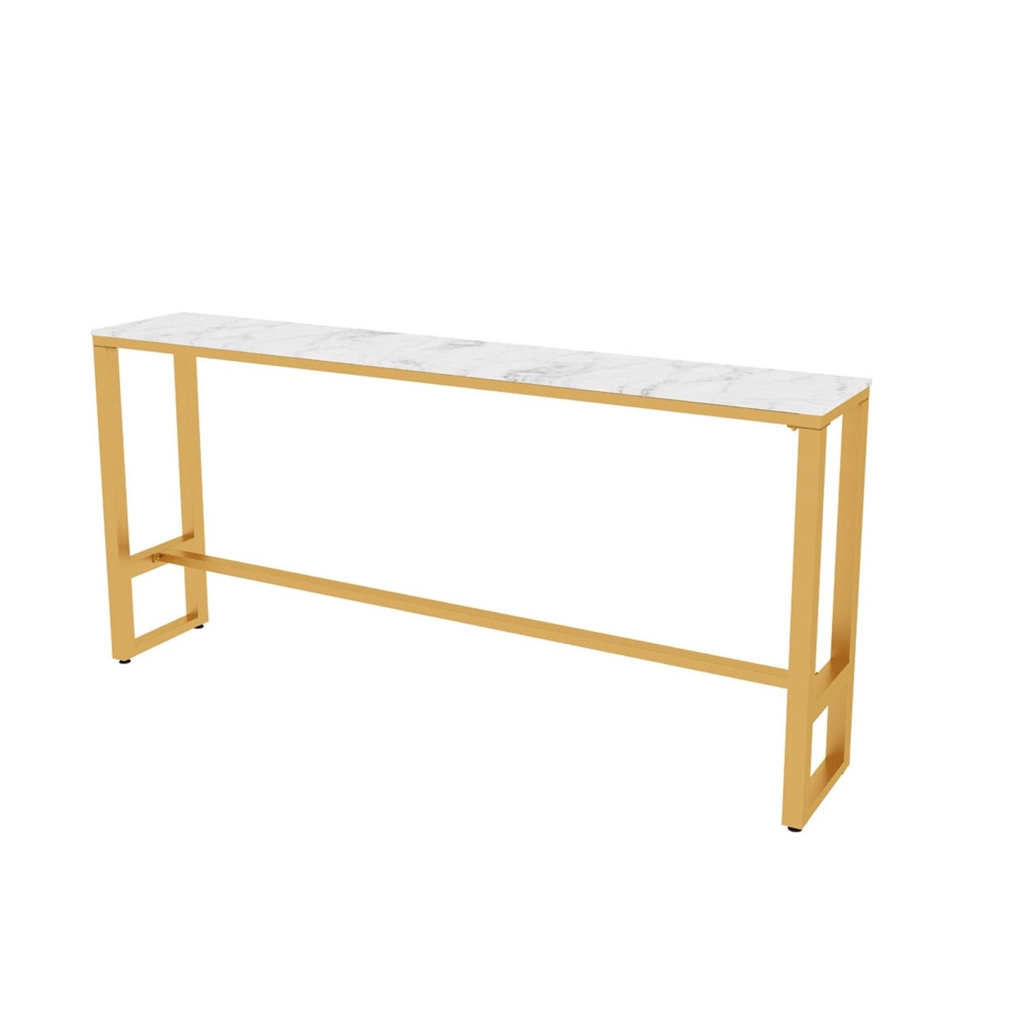 White Glam Style Bar Table in Faux Marble and Metal Living Room Simple Bar Table Without Chairs Clearhalo 'Bar Furniture' 'Bar Tables' 'bar_tables' 'furn' 'furn_bar_tables' 'Furniture' 'furniture_bar_tables' 'Kitchen & Dining Furniture' 4430993