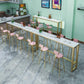 White Glam Style Bar Table in Faux Marble and Metal Living Room Simple Bar Table Clearhalo 'Bar Furniture' 'Bar Tables' 'bar_tables' 'furn' 'furn_bar_tables' 'Furniture' 'furniture_bar_tables' 'Kitchen & Dining Furniture' 4430997