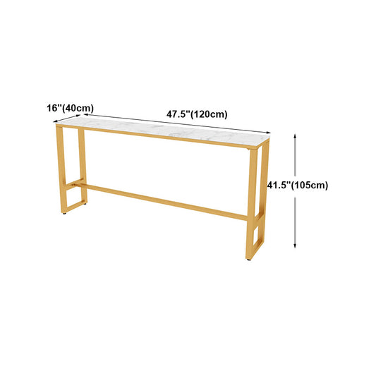 White Glam Style Bar Table in Faux Marble and Metal Living Room Simple Bar Table Clearhalo 'Bar Furniture' 'Bar Tables' 'bar_tables' 'furn' 'furn_bar_tables' 'Furniture' 'furniture_bar_tables' 'Kitchen & Dining Furniture' 4431001