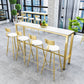 White Glam Style Bar Table in Faux Marble and Metal Milk Tea Shop Bar Table 94.5"L x 15.7"W x 41.3"H Without Chairs Clearhalo 'Bar Furniture' 'Bar Tables' 'bar_tables' 'furn' 'furn_bar_tables' 'Furniture' 'furniture_bar_tables' 'Kitchen & Dining Furniture' 4431008