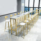 White Glam Style Bar Table in Faux Marble and Metal Milk Tea Shop Bar Table 102.4"L x 15.7"W x 41.3"H Without Chairs Clearhalo 'Bar Furniture' 'Bar Tables' 'bar_tables' 'furn' 'furn_bar_tables' 'Furniture' 'furniture_bar_tables' 'Kitchen & Dining Furniture' 4431011