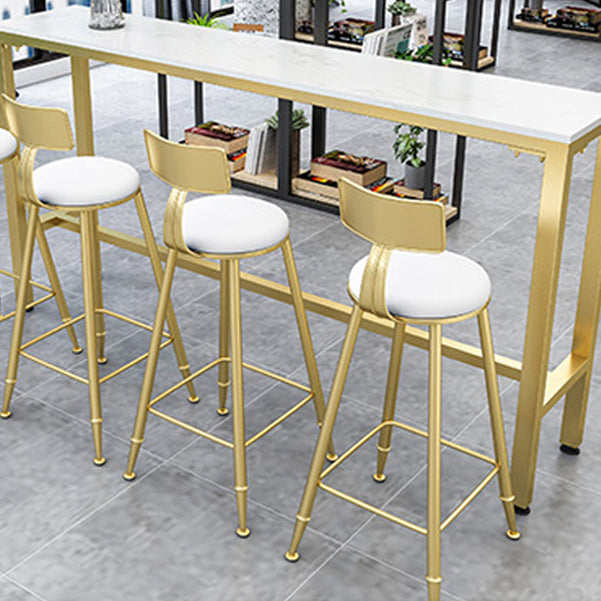 White Glam Style Bar Table in Faux Marble and Metal Milk Tea Shop Bar Table Clearhalo 'Bar Furniture' 'Bar Tables' 'bar_tables' 'furn' 'furn_bar_tables' 'Furniture' 'furniture_bar_tables' 'Kitchen & Dining Furniture' 4431013