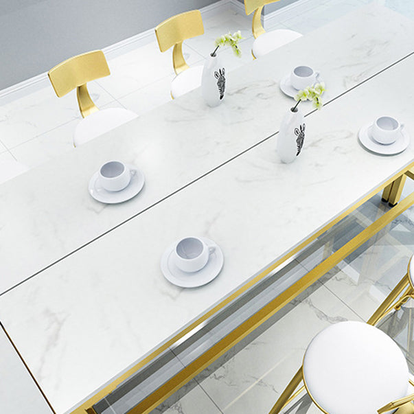 White Glam Style Bar Table in Faux Marble and Metal Milk Tea Shop Bar Table Clearhalo 'Bar Furniture' 'Bar Tables' 'bar_tables' 'furn' 'furn_bar_tables' 'Furniture' 'furniture_bar_tables' 'Kitchen & Dining Furniture' 4431015