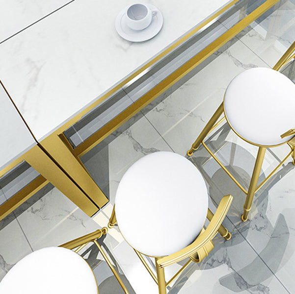 White Glam Style Bar Table in Faux Marble and Metal Milk Tea Shop Bar Table Clearhalo 'Bar Furniture' 'Bar Tables' 'bar_tables' 'furn' 'furn_bar_tables' 'Furniture' 'furniture_bar_tables' 'Kitchen & Dining Furniture' 4431016