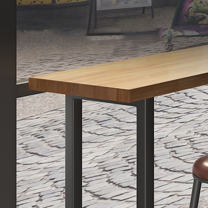 Modern Brown Wood Pub Table with Rectangle Table Top Black Trestle Table, Only Table Clearhalo 'Bar Furniture' 'Bar Tables' 'bar_tables' 'furn' 'furn_bar_tables' 'Furniture' 'furniture_bar_tables' 'Kitchen & Dining Furniture' 4431033