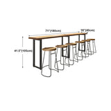 Modern Brown Wood Pub Table with Rectangle Table Top Black Trestle Table, Only Table Clearhalo 'Bar Furniture' 'Bar Tables' 'bar_tables' 'furn' 'furn_bar_tables' 'Furniture' 'furniture_bar_tables' 'Kitchen & Dining Furniture' 4431037
