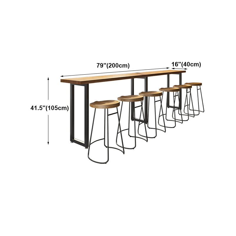 Modern Brown Wood Pub Table with Rectangle Table Top Black Trestle Table, Only Table Clearhalo 'Bar Furniture' 'Bar Tables' 'bar_tables' 'furn' 'furn_bar_tables' 'Furniture' 'furniture_bar_tables' 'Kitchen & Dining Furniture' 4431038