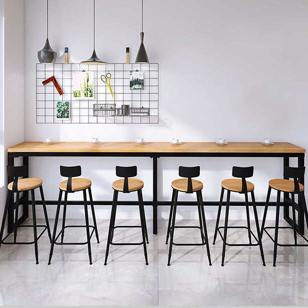 Modern Brown Wood Bar Table with Rectangle Table Top Black Trestle Table - 42" H 126"L x 15.7"W x 41.3"H Without Chairs Clearhalo 'Bar Furniture' 'Bar Tables' 'bar_tables' 'furn' 'furn_bar_tables' 'Furniture' 'furniture_bar_tables' 'Kitchen & Dining Furniture' 4431045