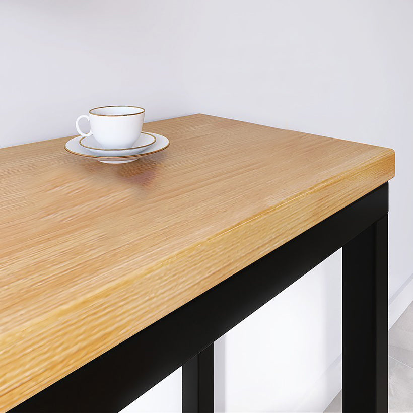 Modern Brown Wood Bar Table with Rectangle Table Top Black Trestle Table - 42" H Clearhalo 'Bar Furniture' 'Bar Tables' 'bar_tables' 'furn' 'furn_bar_tables' 'Furniture' 'furniture_bar_tables' 'Kitchen & Dining Furniture' 4431049