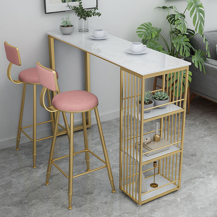 White Glam Style Bar Table in Faux Marble Living Room Bar Table Clearhalo 'Bar Furniture' 'Bar Tables' 'bar_tables' 'furn' 'furn_bar_tables' 'Furniture' 'furniture_bar_tables' 'Kitchen & Dining Furniture' 4431069