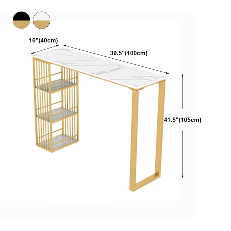 White Glam Style Bar Table in Faux Marble Living Room Bar Table Clearhalo 'Bar Furniture' 'Bar Tables' 'bar_tables' 'furn' 'furn_bar_tables' 'Furniture' 'furniture_bar_tables' 'Kitchen & Dining Furniture' 4431071