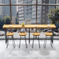 Modern Brown Wood Pub Table Rectangle Table Top Black Sled Table 42'' H 98.4"L x 15.7"W x 41.3"H Light Wood Without Chairs Clearhalo 'Bar Furniture' 'Bar Tables' 'bar_tables' 'furn' 'furn_bar_tables' 'Furniture' 'furniture_bar_tables' 'Kitchen & Dining Furniture' 4431076