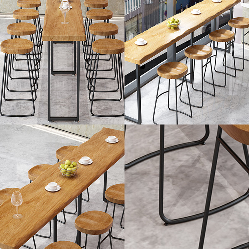 Modern Brown Wood Pub Table Rectangle Table Top Black Sled Table 42'' H Clearhalo 'Bar Furniture' 'Bar Tables' 'bar_tables' 'furn' 'furn_bar_tables' 'Furniture' 'furniture_bar_tables' 'Kitchen & Dining Furniture' 4431081