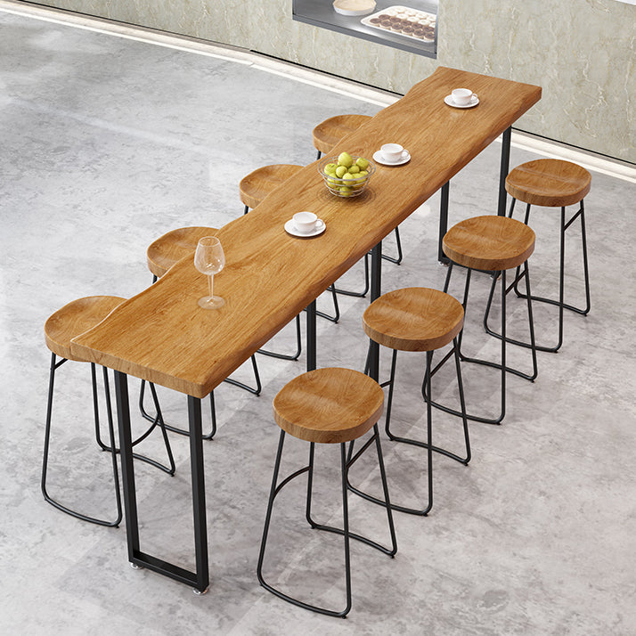 Modern Brown Wood Pub Table Rectangle Table Top Black Sled Table 42'' H Clearhalo 'Bar Furniture' 'Bar Tables' 'bar_tables' 'furn' 'furn_bar_tables' 'Furniture' 'furniture_bar_tables' 'Kitchen & Dining Furniture' 4431083