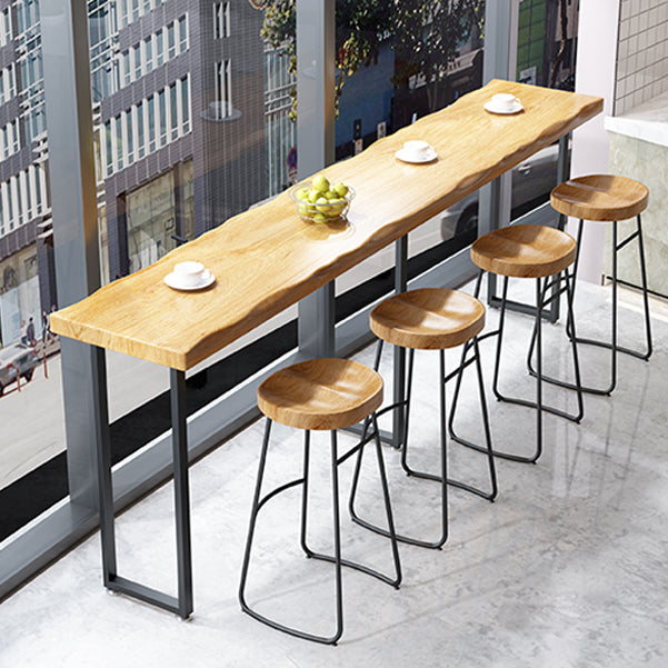 Modern Brown Wood Pub Table Rectangle Table Top Black Sled Table 42'' H Clearhalo 'Bar Furniture' 'Bar Tables' 'bar_tables' 'furn' 'furn_bar_tables' 'Furniture' 'furniture_bar_tables' 'Kitchen & Dining Furniture' 4431085
