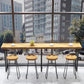 Modern Brown Wood Pub Table Rectangle Table Top Black Sled Table 42'' H Clearhalo 'Bar Furniture' 'Bar Tables' 'bar_tables' 'furn' 'furn_bar_tables' 'Furniture' 'furniture_bar_tables' 'Kitchen & Dining Furniture' 4431086