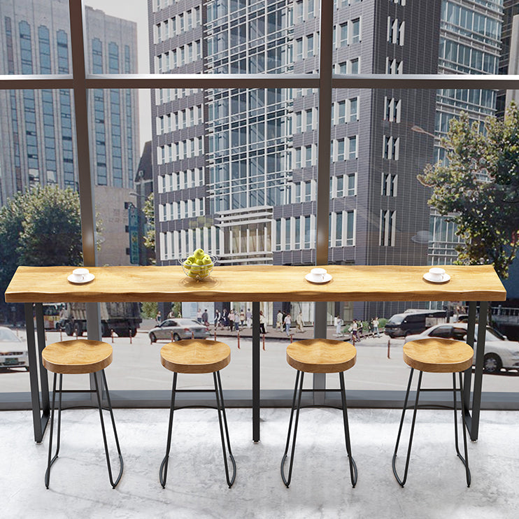 Modern Brown Wood Pub Table Rectangle Table Top Black Sled Table 42'' H Clearhalo 'Bar Furniture' 'Bar Tables' 'bar_tables' 'furn' 'furn_bar_tables' 'Furniture' 'furniture_bar_tables' 'Kitchen & Dining Furniture' 4431086