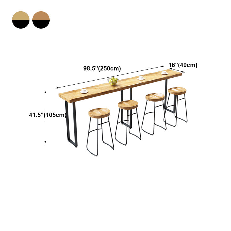 Modern Brown Wood Pub Table Rectangle Table Top Black Sled Table 42'' H Clearhalo 'Bar Furniture' 'Bar Tables' 'bar_tables' 'furn' 'furn_bar_tables' 'Furniture' 'furniture_bar_tables' 'Kitchen & Dining Furniture' 4431093