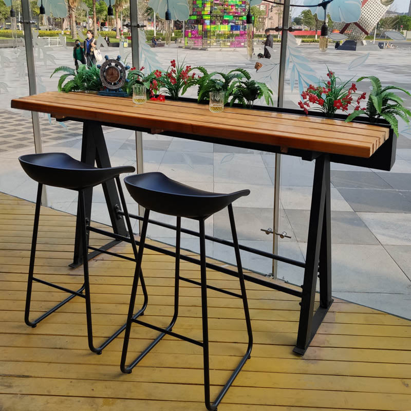 Modern Wood Bar Table with Rectangle Table Top Trestle Table with 42-inch Height Clearhalo 'Bar Furniture' 'Bar Tables' 'bar_tables' 'furn' 'furn_bar_tables' 'Furniture' 'furniture_bar_tables' 'Kitchen & Dining Furniture' 4431105