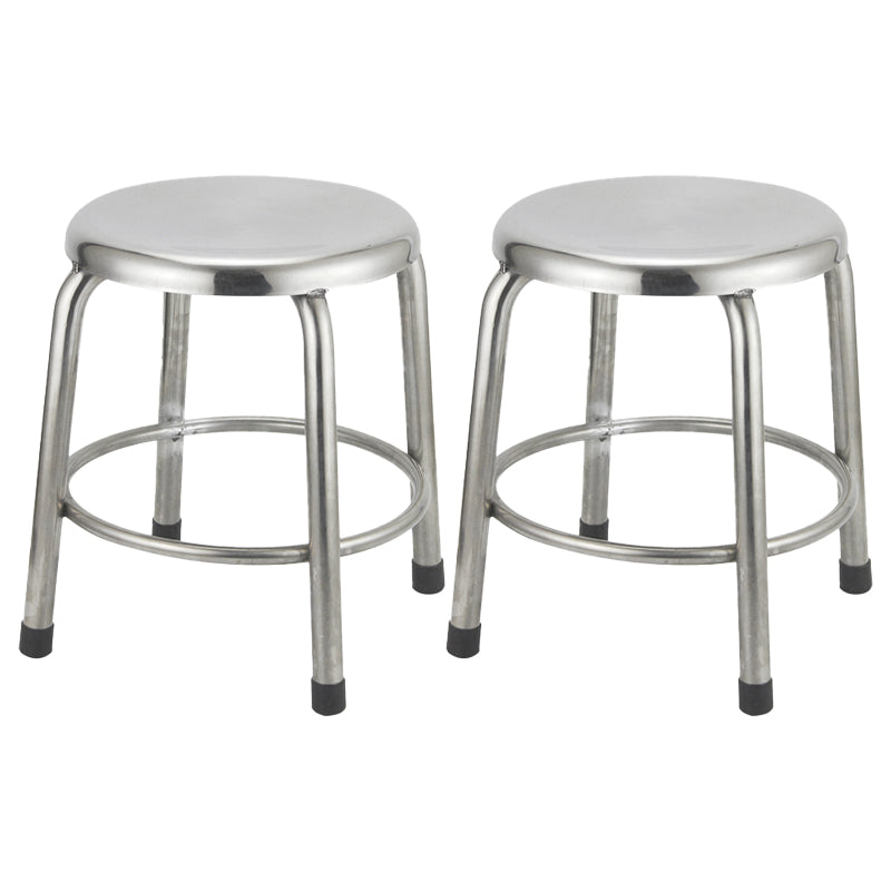 Industrial Style Stainless Steel Bar-stool Round Seat Counter Stool for Kitchen 2 Piece Set Clearhalo 'Bar Furniture' 'Bar Stools' 'bar_stools' 'furn' 'furn_bar_stools' 'furniture_bar_stools' 'Kitchen & Dining Furniture' 'kitchen&dining_furn' 'kitchen' 'kitchen_furn' Furniture' 4431126