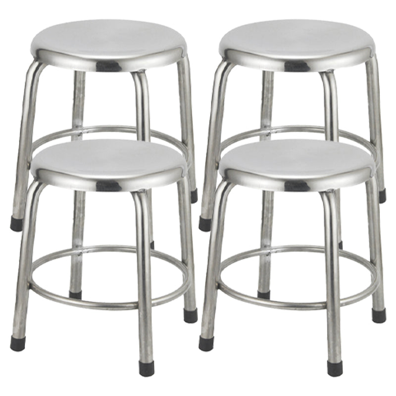 Industrial Style Stainless Steel Bar-stool Round Seat Counter Stool for Kitchen 4 Piece Set Clearhalo 'Bar Furniture' 'Bar Stools' 'bar_stools' 'furn' 'furn_bar_stools' 'furniture_bar_stools' 'Kitchen & Dining Furniture' 'kitchen&dining_furn' 'kitchen' 'kitchen_furn' Furniture' 4431133