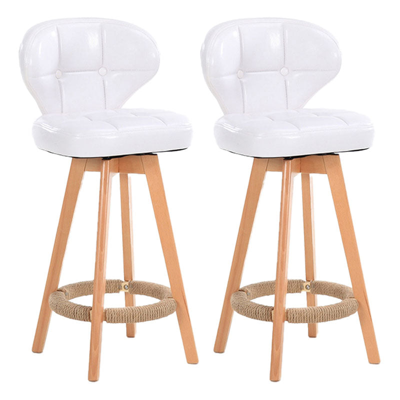 Scandinavian Style Wooden Bar-stool Square Seat Counter Stool for Kitchen Bar Natural Wood White 2 Piece Set Clearhalo 'Bar Furniture' 'Bar Stools' 'bar_stools' 'furn' 'furn_bar_stools' 'furniture_bar_stools' 'Kitchen & Dining Furniture' 'kitchen&dining_furn' 'kitchen' 'kitchen_furn' Furniture' 4431159