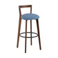 Simple Brown Wood Barstool Nordic Indoor Tall Stool with Upholstered Light Blue 1 Piece Clearhalo 'Bar Furniture' 'Bar Stools' 'bar_stools' 'furn' 'furn_bar_stools' 'furniture_bar_stools' 'Kitchen & Dining Furniture' 'kitchen&dining_furn' 'kitchen' 'kitchen_furn' Furniture' 4431174