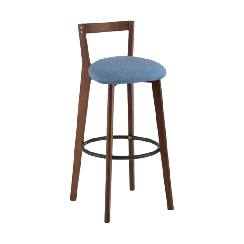 Simple Brown Wood Barstool Nordic Indoor Tall Stool with Upholstered Light Blue 1 Piece Clearhalo 'Bar Furniture' 'Bar Stools' 'bar_stools' 'furn' 'furn_bar_stools' 'furniture_bar_stools' 'Kitchen & Dining Furniture' 'kitchen&dining_furn' 'kitchen' 'kitchen_furn' Furniture' 4431174